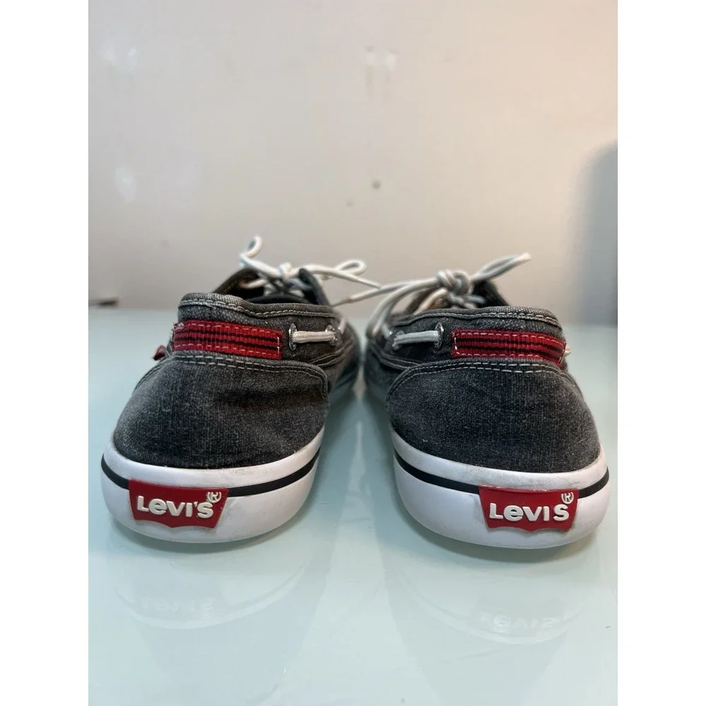 Levis Boat Shoes Men's 10.5 Gray Canvas Casual Deck‎ Sneakers